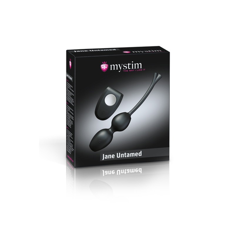Вагинальные шарики Mystim Jane Untamed Geisha Balls vibe, с вибрацией, силикон, черные