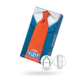 Презервативы Vizit, увеличенного размера, латекс, 18,5 см, 5,2 см, 12 шт.
