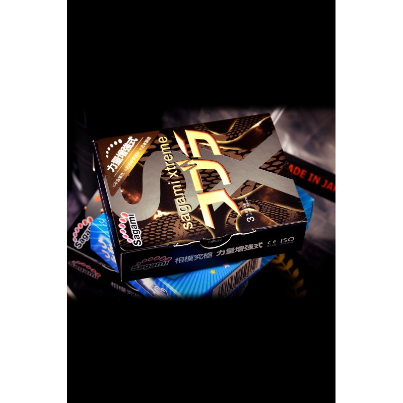 Презервативы Sagami, xtreme, cobra, латекс, 19 см, 5,3 см, 3 шт.