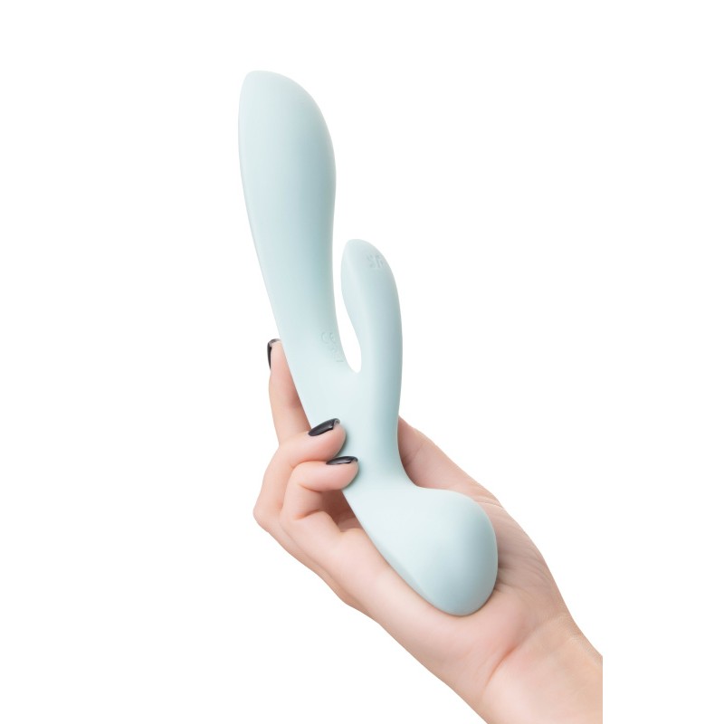 Нереалистичный вибратор Satisfyer Triple Oh, силикон, голубой, 24 см