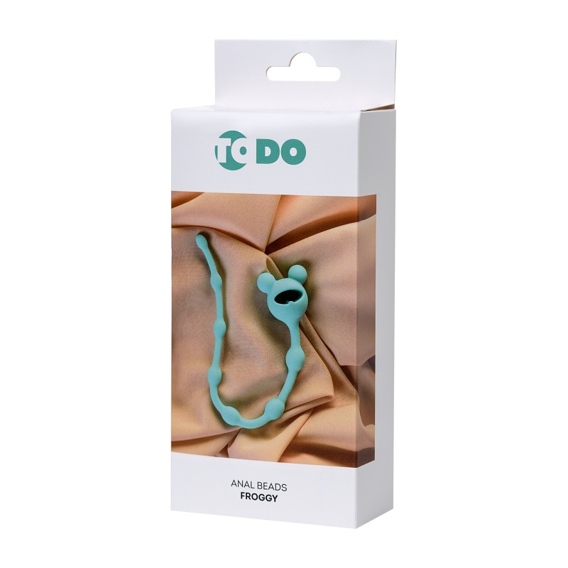 Анальная цепочка ToDo by Toyfa Froggy, силикон, голубая, 27,4 см, Ø 1,4 см