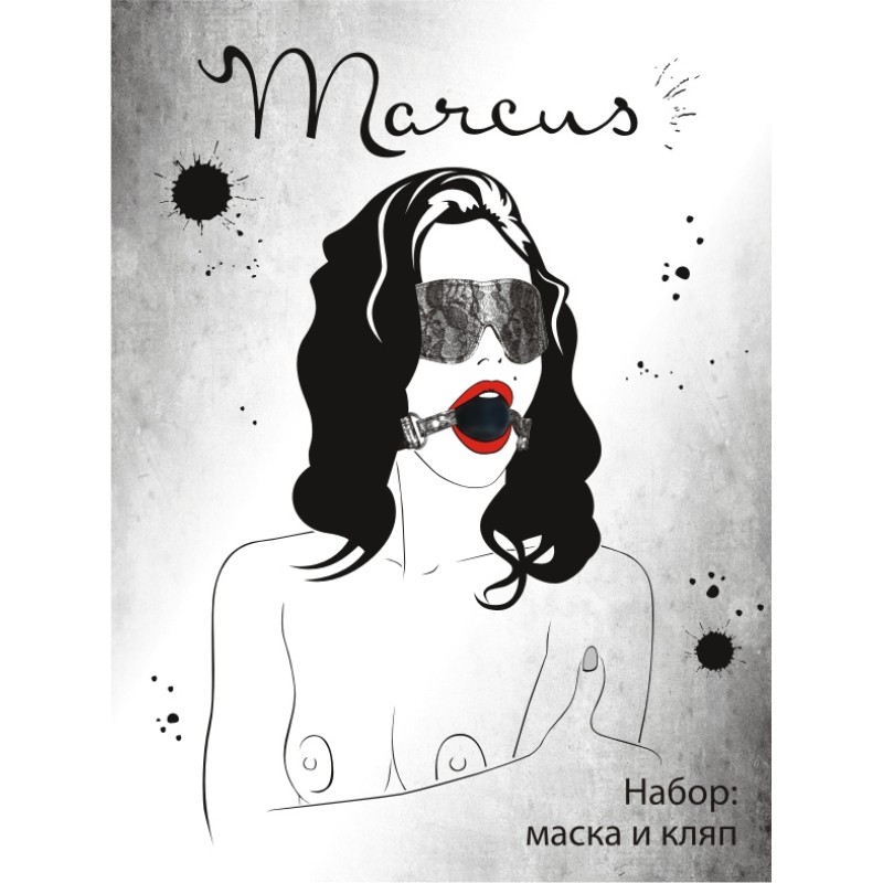 Кружевной набор TOYFA Marcus (маска и кляп), серебряный