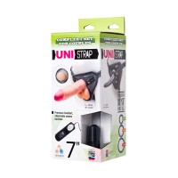 Страпон на креплении LoveToy UNI strap 7" Harness best of all с вибрацией, телесный