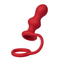 Анальная втулка Black & Red by TOYFA с эрекционным кольцом, силикон, красная, 10 см