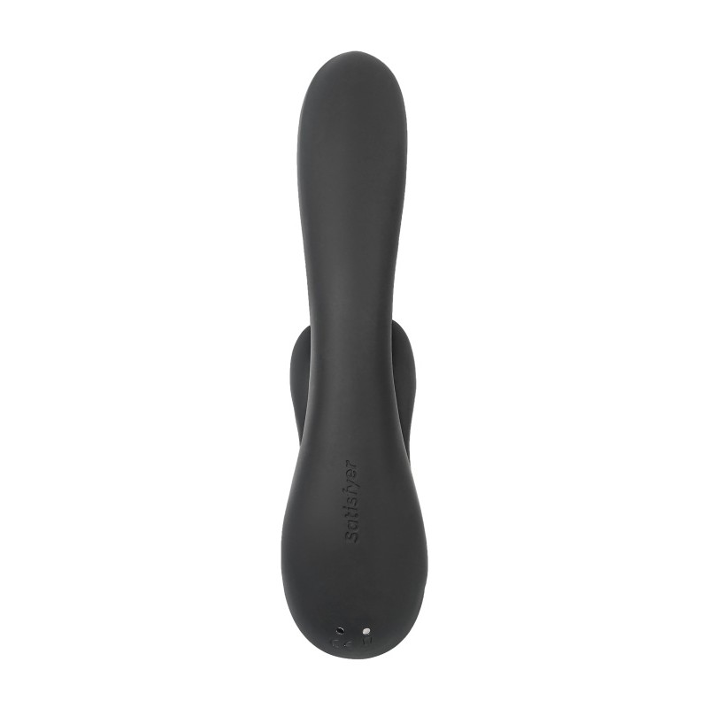Вибратор с клиторальным стимулятором Satisfyer Double Flex Connect App, черный, силикон, 20 см