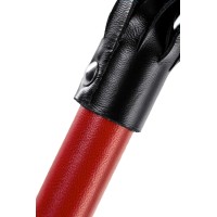 Плеть Pecado BDSM, красная рукоять, чёрные хлысты, натуральная кожа