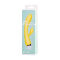 Вибратор с клиторальным стимулятором Flovetta Aster, силикон, желтый, 22 см