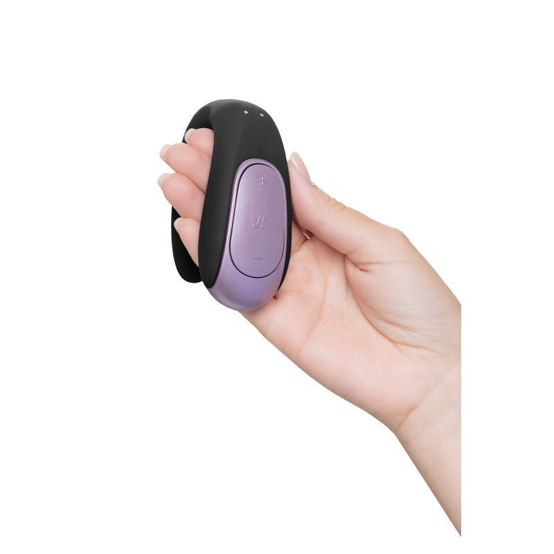 Стимулятор для пар Satisfyer Double Fun Connect App, с пультом ДУ, силикон, черный, 9 см