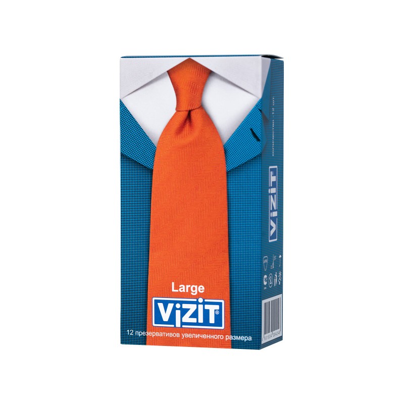 Презервативы Vizit, увеличенного размера, латекс, 18,5 см, 5,2 см, 12 шт.
