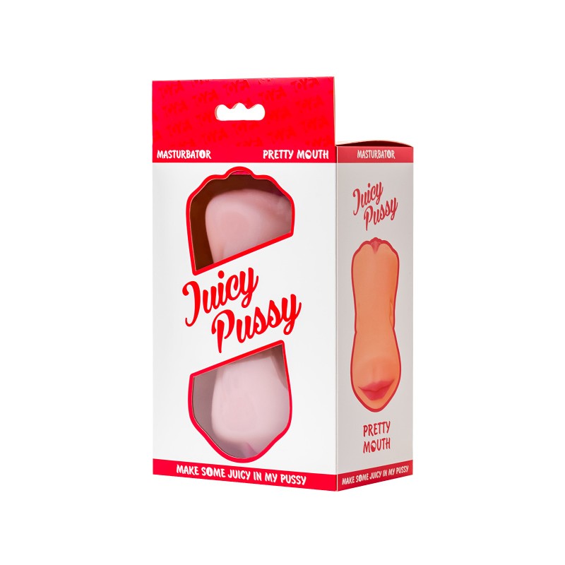 Мастурбатор реалистичный Juicy Pussy by TOYFA Pretty Mouth, рот и вагина, SoftSkin, телесный,17 см