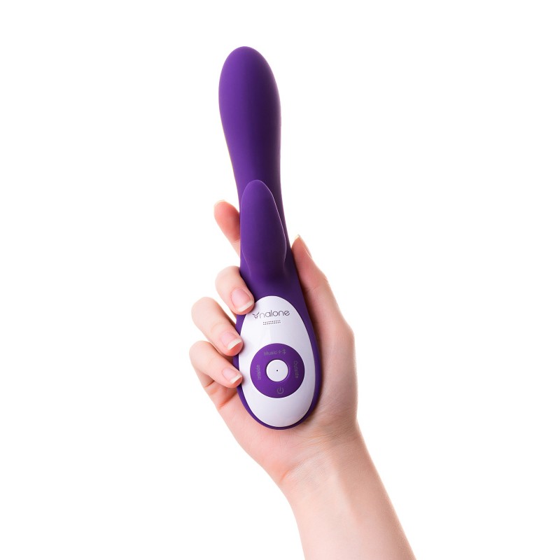Вибратор с клиторальным стимулятором Nalone Rhythm X2, силикон, фиолетовый, 21,6 см