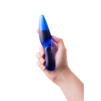 Двусторонний фаллоимитатор Sexus Glass, стекло, синий, 17,5 см