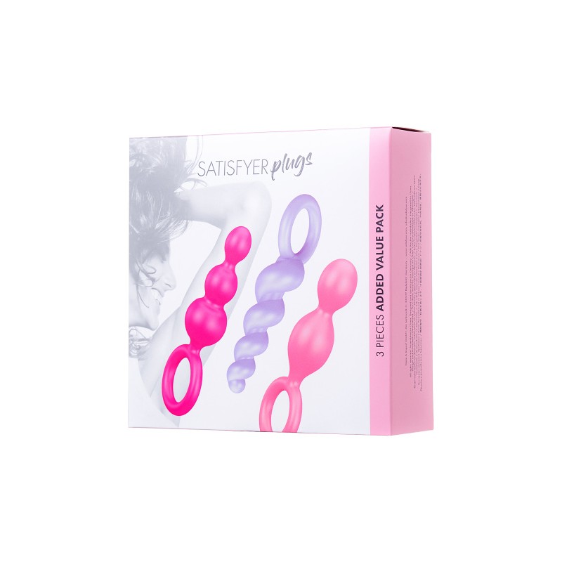 Набор анальных плагов Satisfyer Booty Call colored 3 шт, силикон, ассорти, 13,5 см