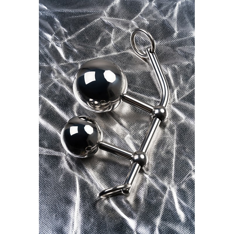 Стринги TOYFA Metal с двумя шарами, серебряные