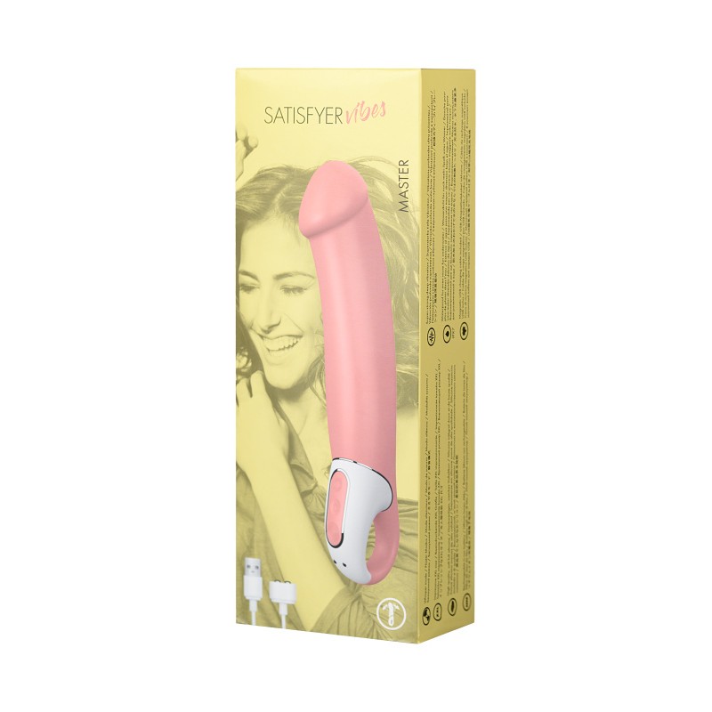 Нереалистичный вибратор Satisfyer Master, силикон, бежевый, 23,5 см.