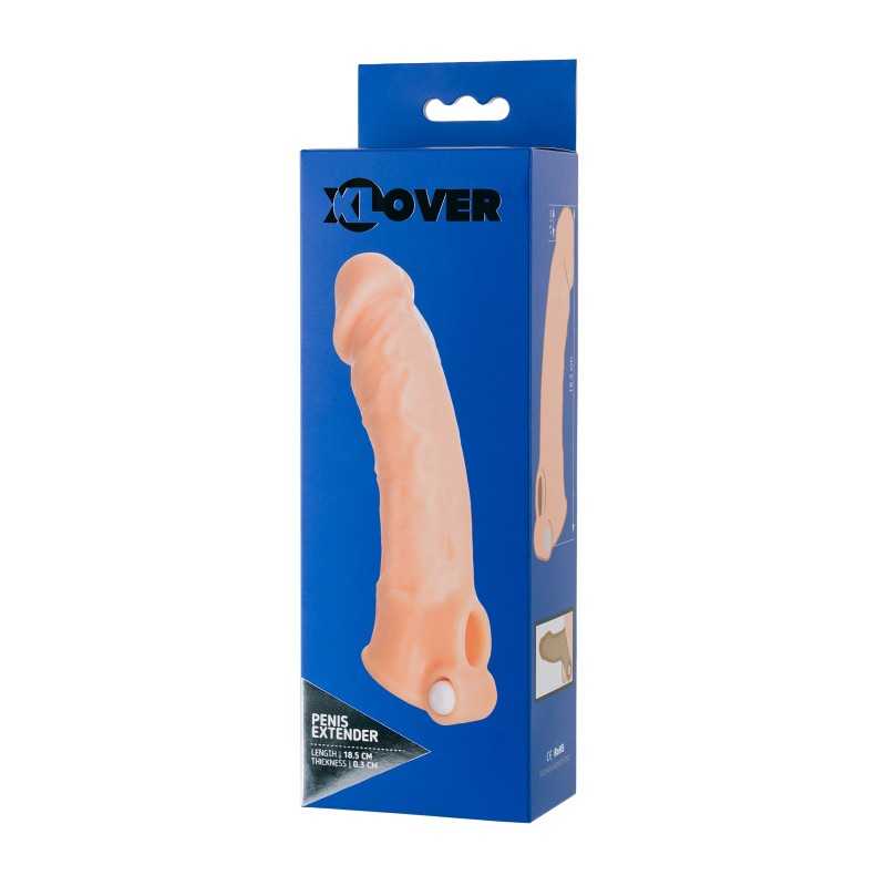 Насадка Toyfa XLover, для увеличения размеров с вибрацией, TPR, телесный, 18,5 см