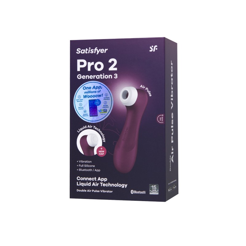Вакуумный стимулятор клитора Satisfyer Pro 2 Generation 3, Connect App, бордовый, 16,4 см