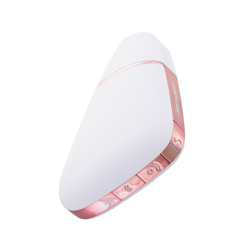Вакуум-волновой стимулятор с вибрацией Satisfyer Love Triangle Connect App, силикон, белый, 8,8 см