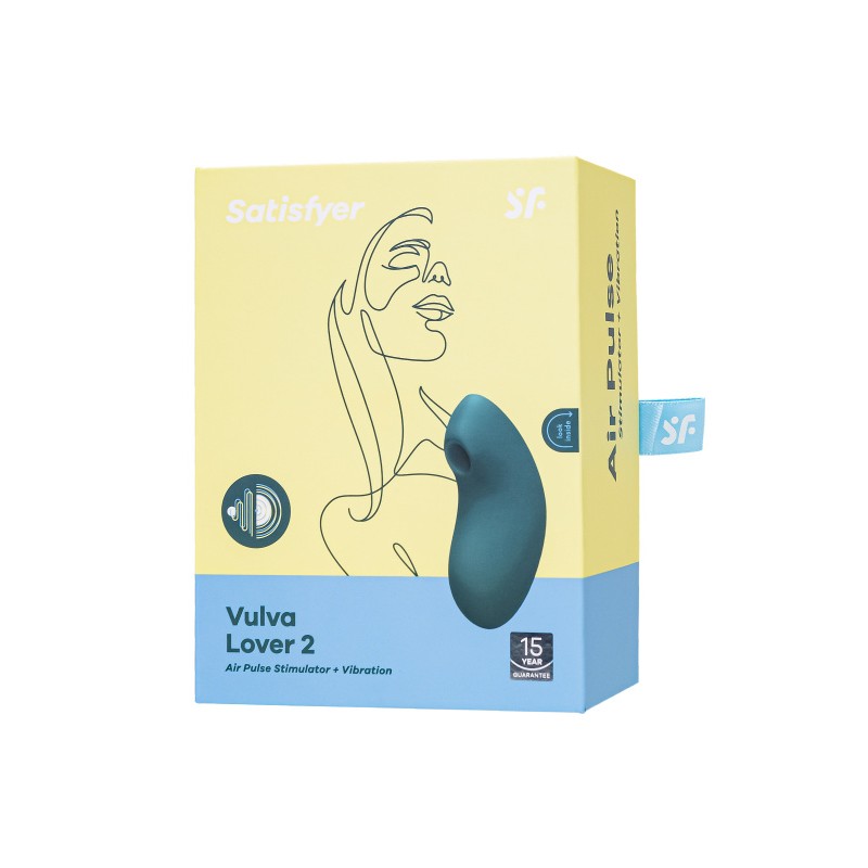 Вакуум-волновой стимулятор клитора с вибрацией Satisfyer Vulva Lover 2, силикон, синий, 11,9 см