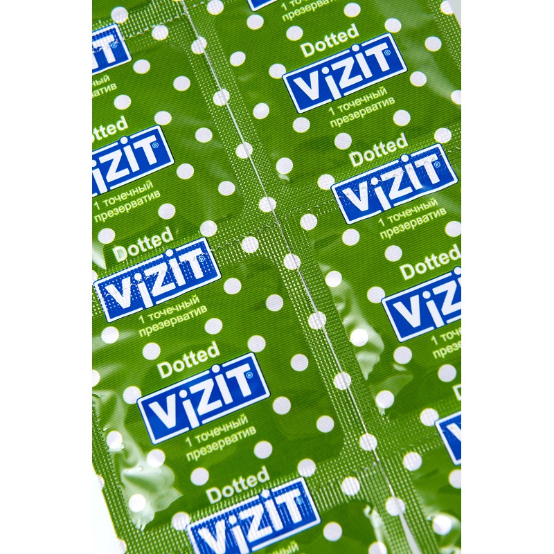 Презервативы Vizit, точечные, латекс, 18 см, 5,2 см, 12 шт.