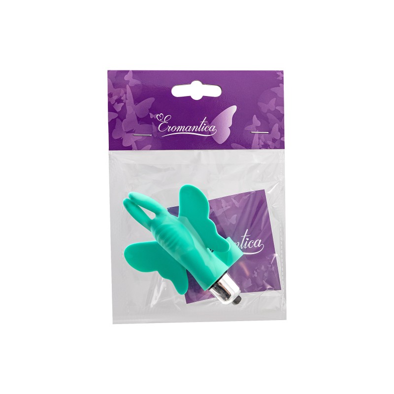Вибронасадка-бабочка на палец Eromantica Butterfly, силикон, мятная, 10 см