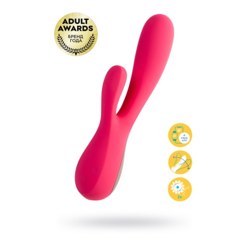 Нереалистичный вибратор Satisfyer Mono Flex Connect App, силикон, красный, 20,4 см.