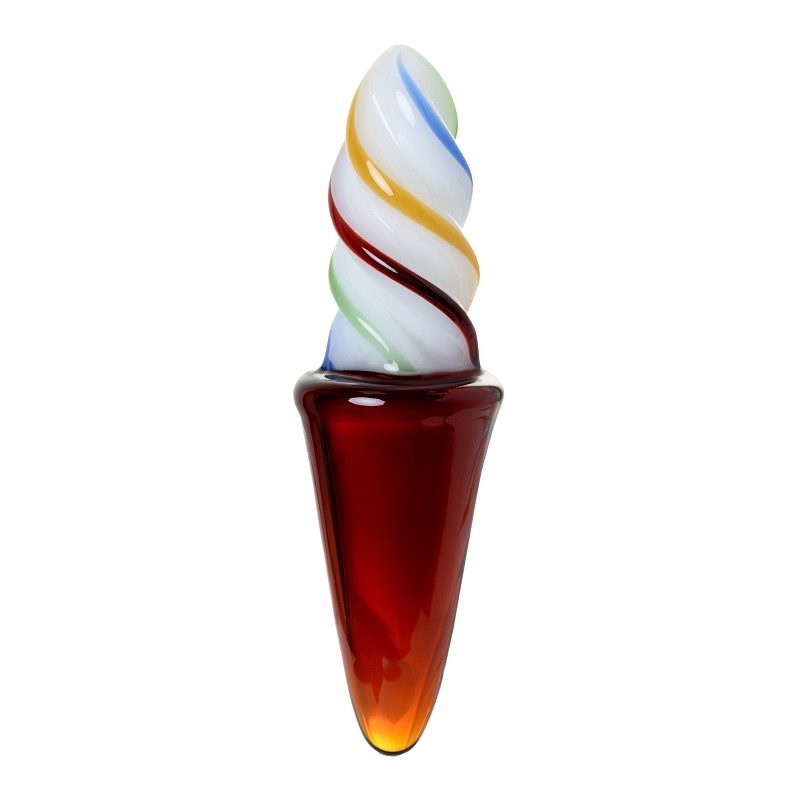 Двусторонний фаллоимитатор Sexus Glass, стекло, коричневый, 16 см