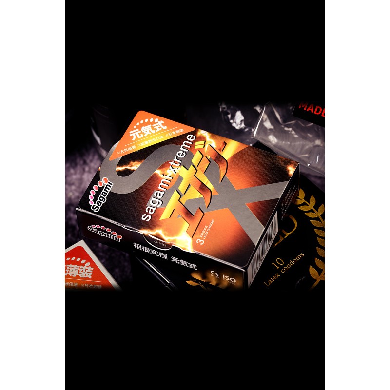 Презервативы Sagami, xtreme, energy, латекс, 19 см, 5,3 см, 3 шт.