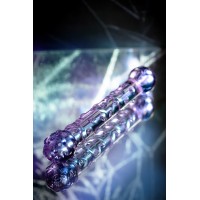 Двусторонний фаллоимитатор Sexus Glass, стекло, фиолетовый, 19,5 см