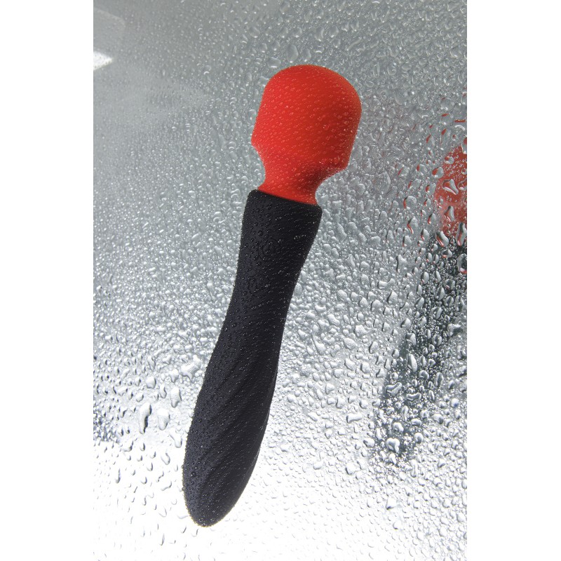 Двусторонний вибромассажер Black&Red by Toyfa, силикон, черный, 21 см