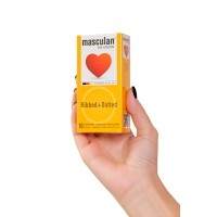 Презервативы Masculan, сlassic 3, doty, латекс, кольца, точечные, розовые, 19 см, 5,3 см, 10 шт.