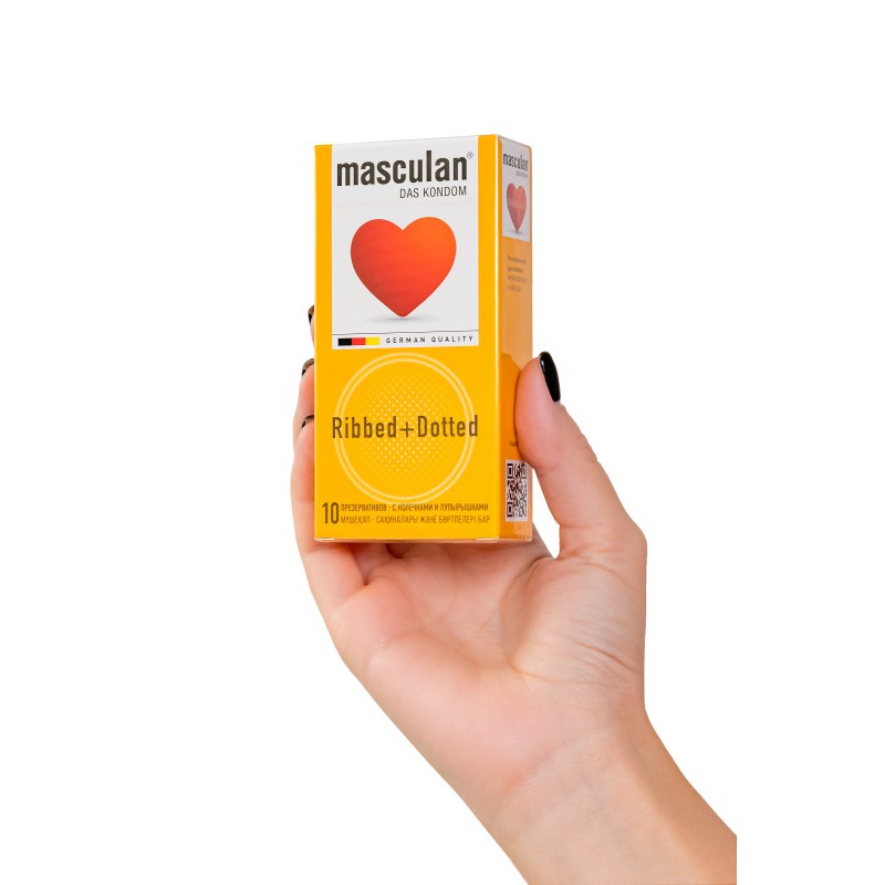 Презервативы Masculan, сlassic 3, doty, латекс, кольца, точечные, розовые, 19 см, 5,3 см, 10 шт.