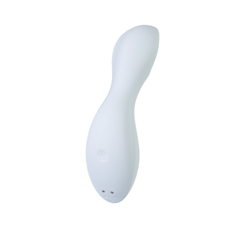 Вакуумный стимулятор клитора с вибрацией Satisfyer Curvy Trinity 5+ Connect App, голубой, 16,5 см