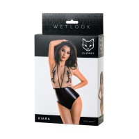 Боди Glossy Kiara из материала Wetlook, черное, XL