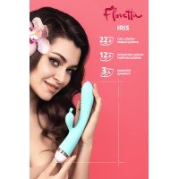 Вибратор с клиторальным стимулятором Flovetta Iris, силикон, голубой, 22 см