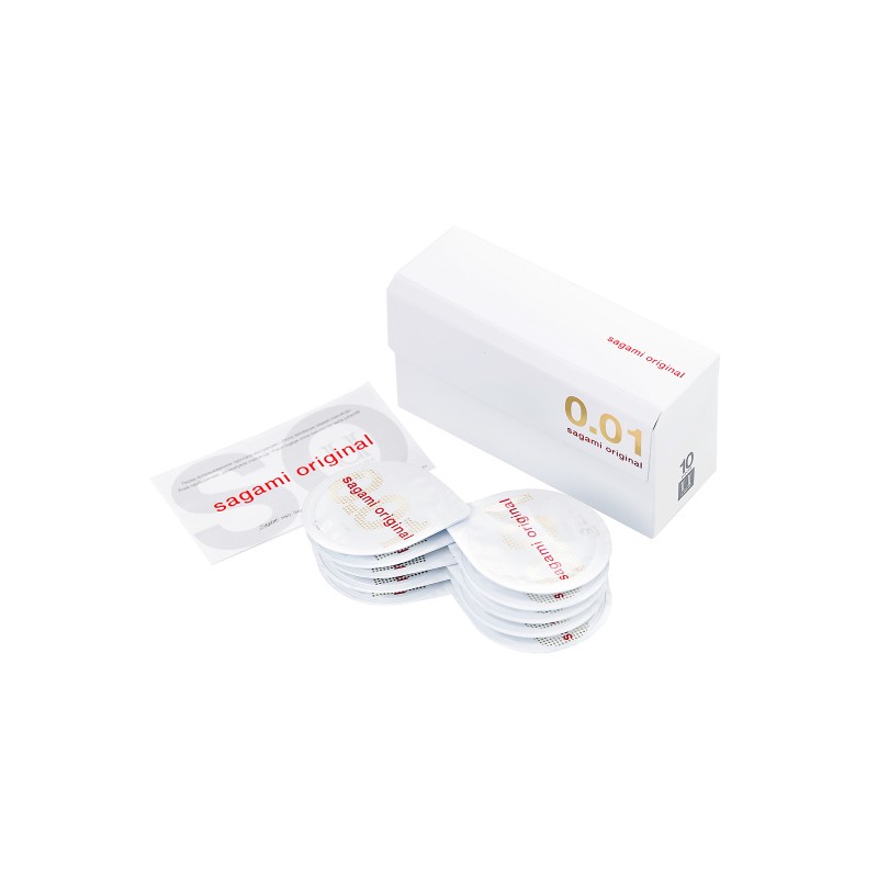 Презервативы Sagami, original 0.01, полиуретан, 17 см, 5,5 см, 10 шт.