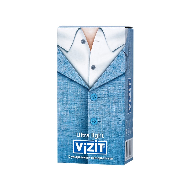 Изображение  Презервативы Vizit, ультратонкие, латекс, 18 см, 5,2 см, 12 шт.