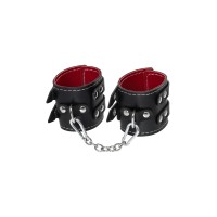 Наручники Pecado BDSM, с двумя ремнями и красной подкладкой, натуральная кожа, черные