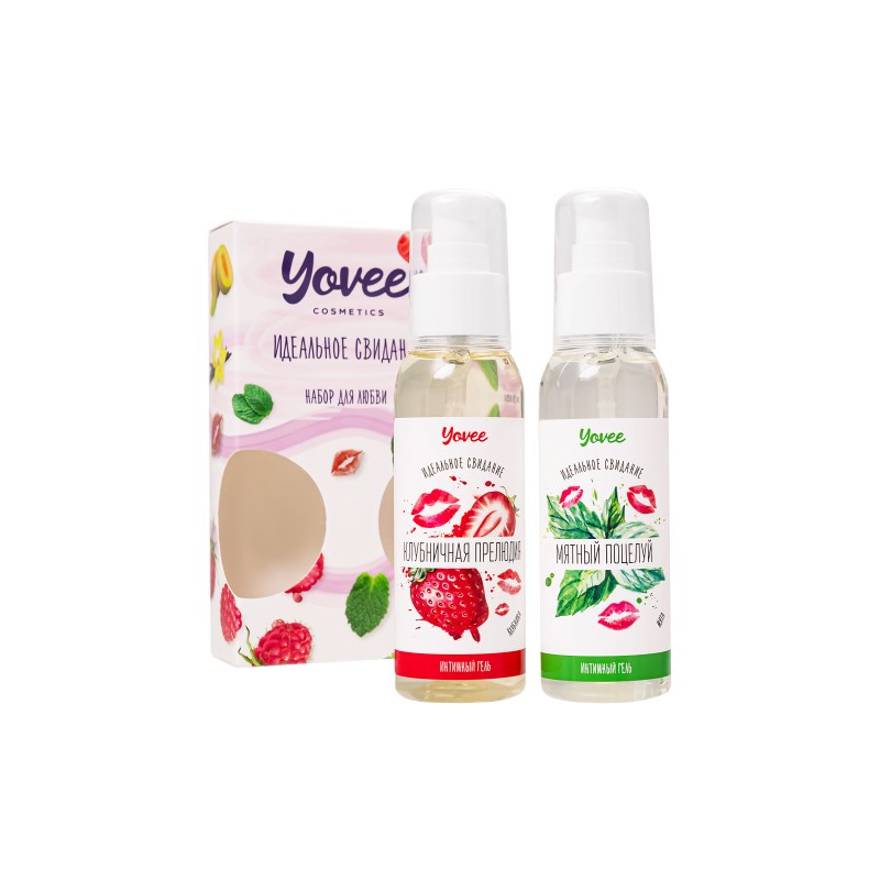 Набор гелей-смазок Yovee для любви (721003+721005), вкусовые (клубника+мята), 2х100 мл