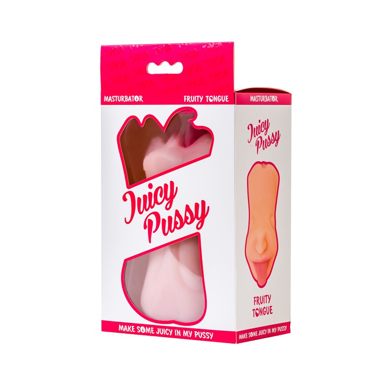 Мастурбатор реалистичный Juicy Pussy by TOYFA Fruity Tongue, рот и вагина, TPE, телесный,19 см