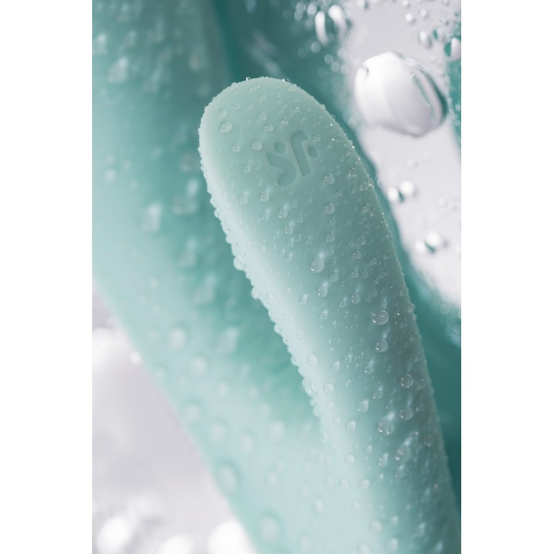 Нереалистичный вибратор Satisfyer Triple Oh, силикон, голубой, 24 см