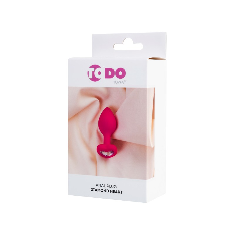 Анальная втулка ToDo by Toyfa Diamond Heart, силикон, розовая, 7 см, Ø 2,8 см