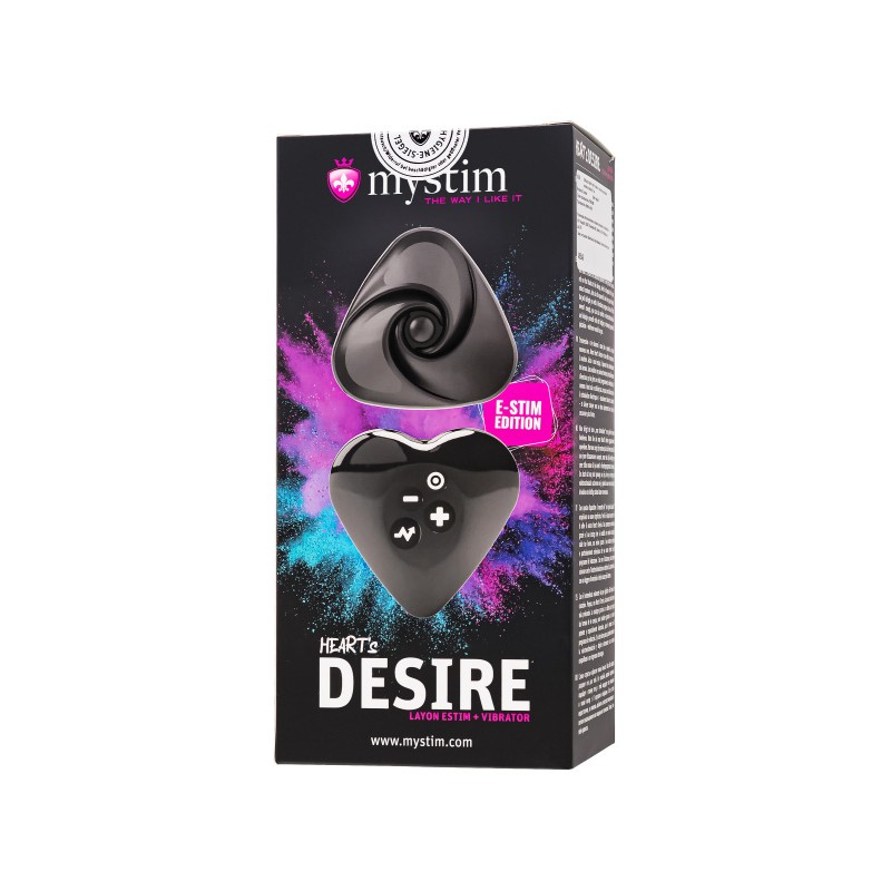 Вибратор Mystim Heart ́s Desire с электростимуляцией, силикон, черный, 6,7 см