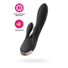 Вибромассажер Satisfyer Double Flex Connect App, черный, силикон
