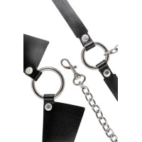Портупея-чокер-ошейник Pecado BDSM, с поводком и карабином в виде кольца, натуральная кожа, чёрная