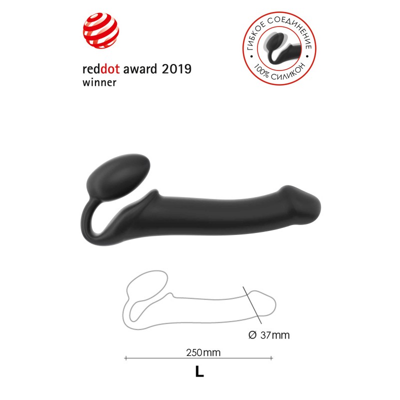 Безремневой нереалистичный страпон Strap-on-me, L, силикон, черный, 25 см