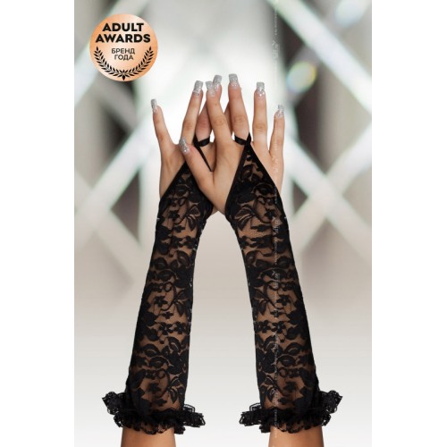Перчатки кружевные длинные SoftLine Collection, черный, S/L