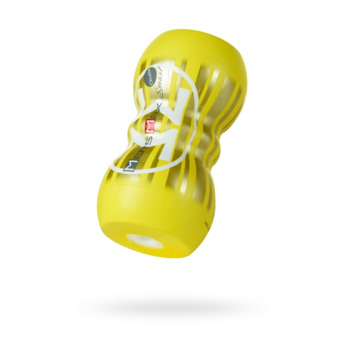 Мастурбатор нереалистичный MensMax Smart Doubble, TPE, желтый, 14,5 см
