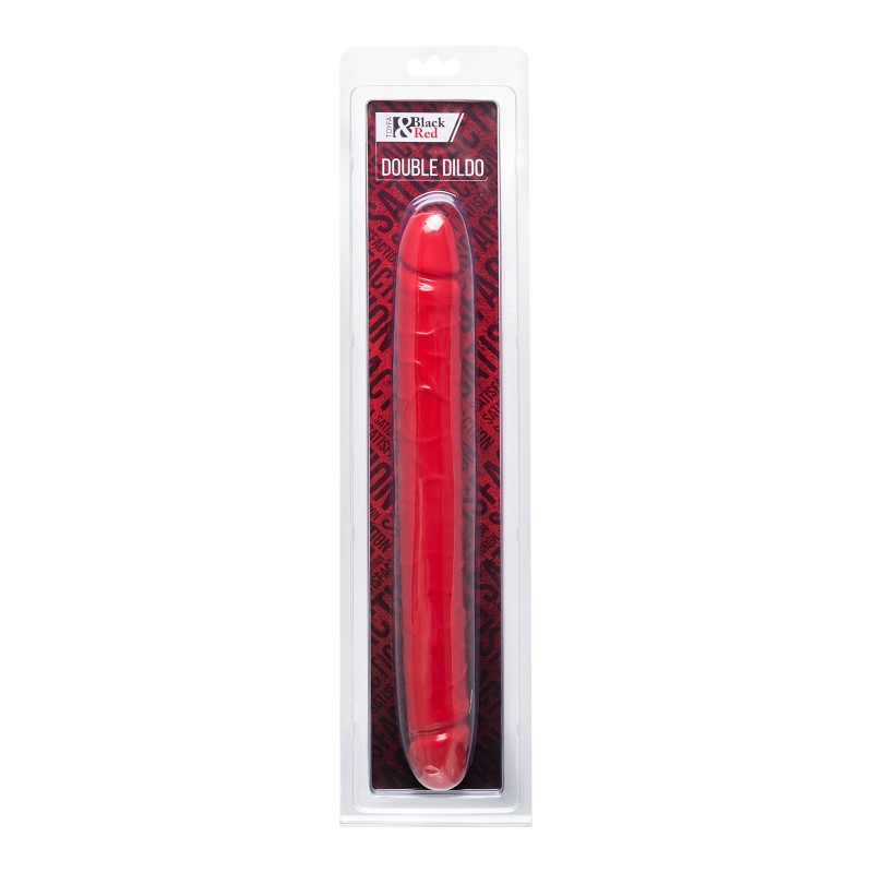 Двусторонний фаллоимитатор Black & Red by TOYFA, ПВХ, красный, 31 см