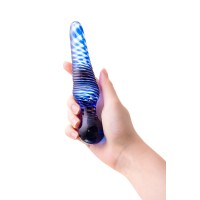 Двусторонний фаллоимитатор Sexus Glass, стекло, синий, 17 см